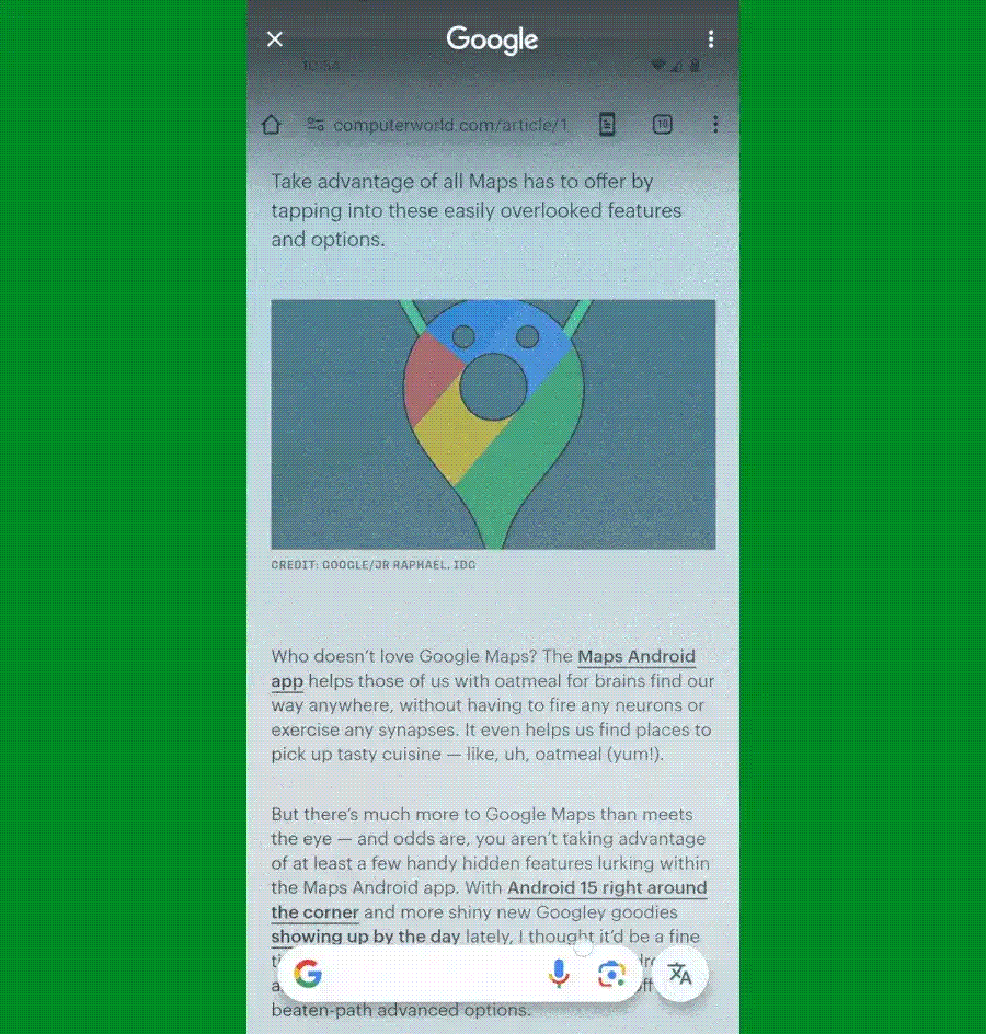 Google Circle to Search Android: Move bar